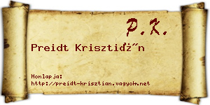 Preidt Krisztián névjegykártya
